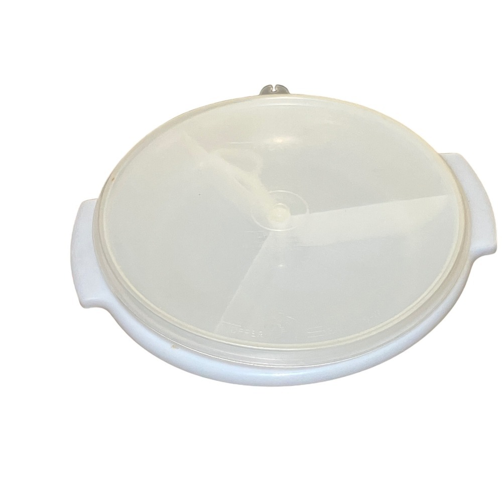 Tupperware Divided Serving Tray White 3 Section Handle Lid 224-15 Vintage Good